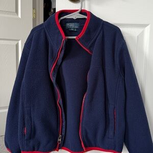 Polo Ralph Lauren Boys Navy Fleece Jacket with Red Trim